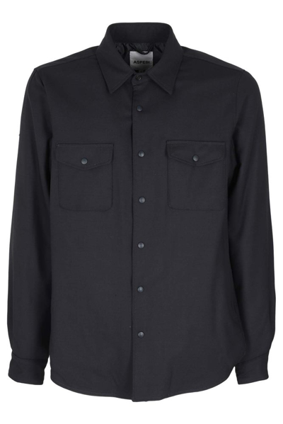 Shop Aspesi Buttoned Padded Shirt In Navy