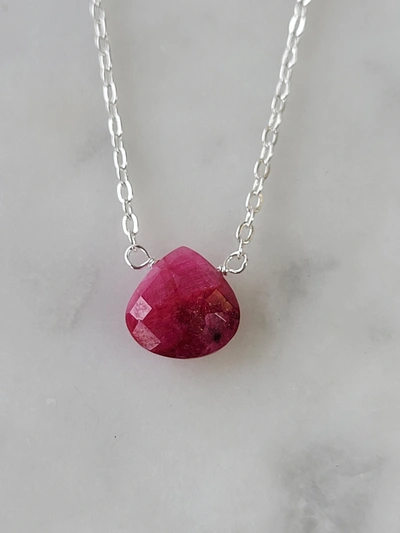 A Blonde And Her Bag Stephanie Delicate Drop Necklace In Ruby In Multi
