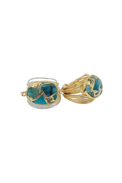 Shop A Blonde And Her Bag Torrey Ring In Teal Mojave Copper- 14k Gold Fill / Sterling Silver In Multi