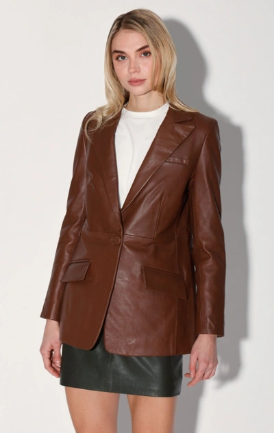 Shop Walter Baker Mia Blazer, Walnut - Leather In Brown