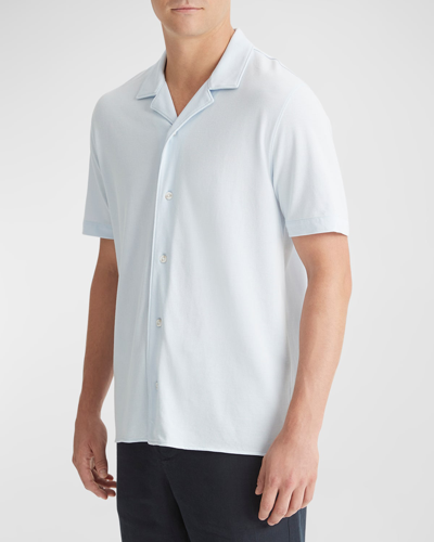 Shop Vince Men's Pique Cabana Button-down Shirt In Glacier