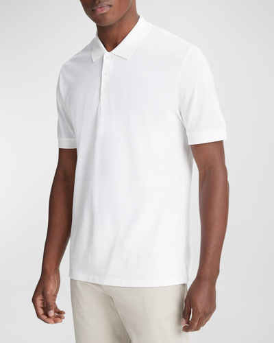 Shop Vince Men's Pique Polo Shirt In Optic White