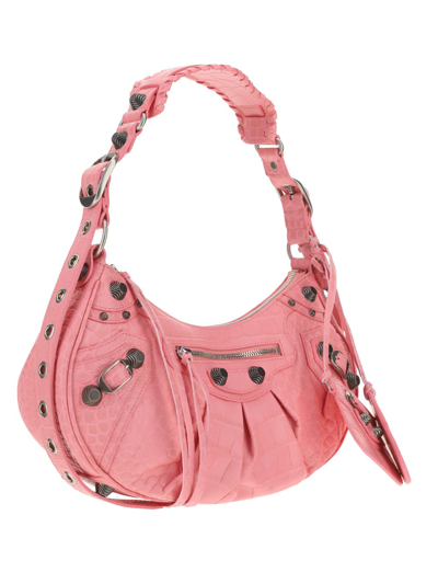 Balenciaga Women Pink Leather Le Cagole S Shoulder Bag In Pink