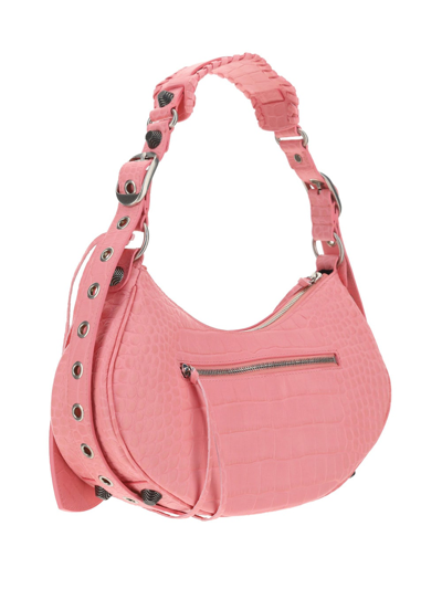 Balenciaga Women Pink Leather Le Cagole S Shoulder Bag In Pink