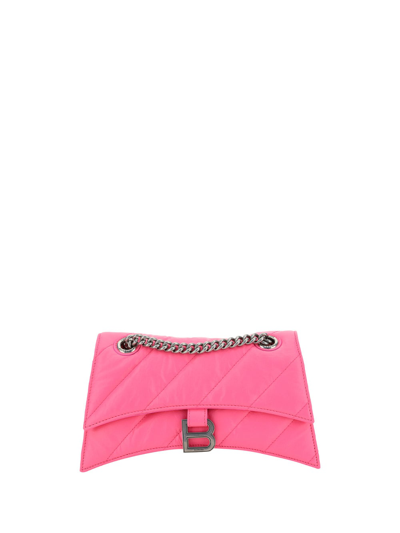Balenciaga Small Crush Quilted Chain Shoulder Bag In Pink
