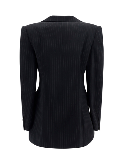 Balenciaga Hourglass Pinstripe Single-breasted Blazer In Black/white