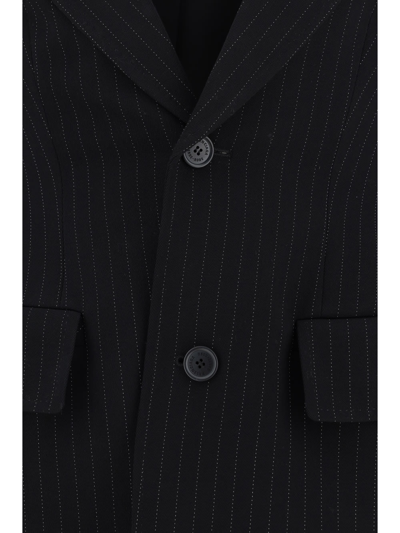 Balenciaga Hourglass Pinstripe Single-breasted Blazer In Black/white