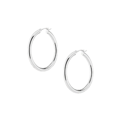 Aurate New York Classic Silver Hoop Earrings 35mm In White
