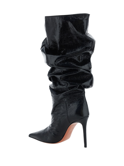 Shop Amina Muaddi Jahleel Heeled Boots In Crackle Blackout