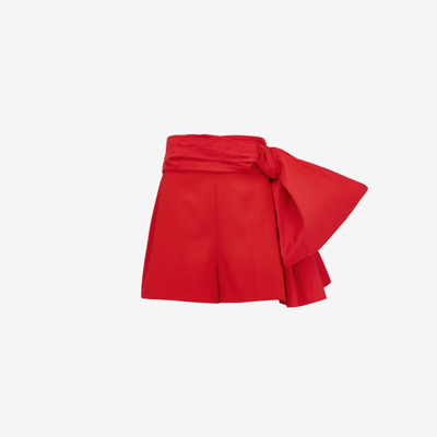 Shop Alexander Mcqueen Tailored Bow Shorts In Lust Red