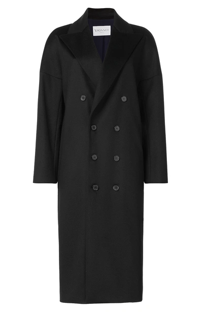Vionnet Double Breasted Coat In Black