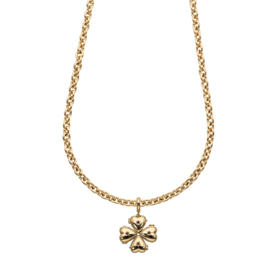 Shop Lauren Rubinski Clover Necklace In 14k Brilliant Yellow Gold