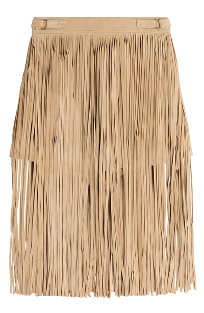 Tamara Mellon Fringed Suede Shorts In Beige