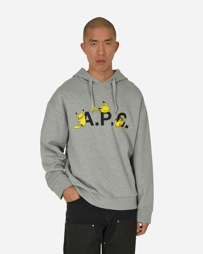 Shop Apc Pokémon Pikachu Hooded Sweatshirt Light In Grey