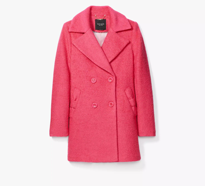 Shop Kate Spade Double Breasted Wool Jacket In Pom Pink