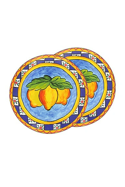 Shop Dolce & Gabbana Casa Carretto Lemon Set Of 2 Bread Plates In N,a