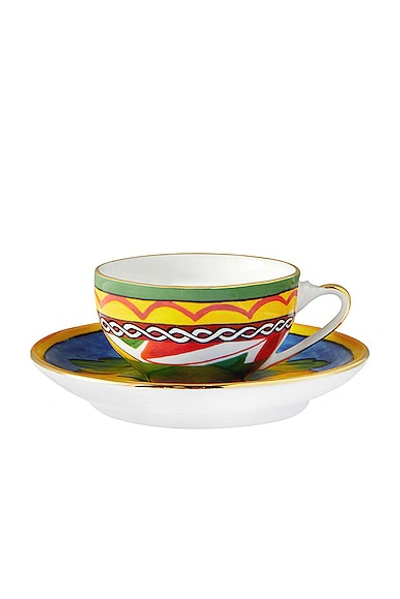 Dolce & Gabbana Casa Carretto Lemon Espresso Cup And Saucer Set In Multi
