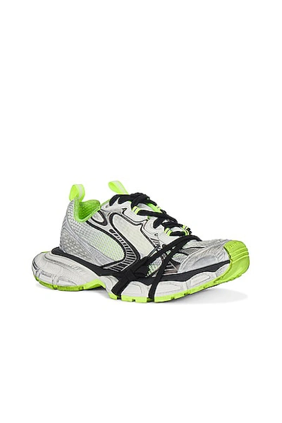 Balenciaga 3xl Distressed Mesh And Rubber Sneakers In White  Black  Fluo Yellow
