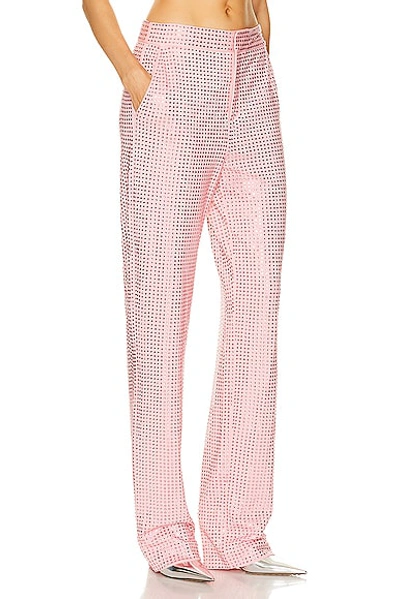 Area Crystal Embellished Straight Leg Pant In Candy Rose