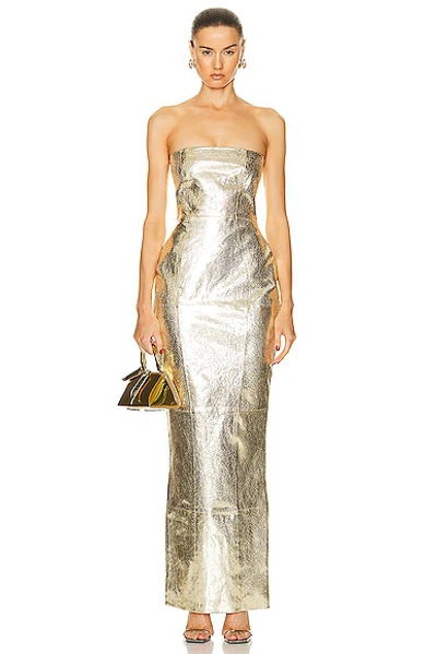 Shop Retroféte Lavonne Dress In Gold