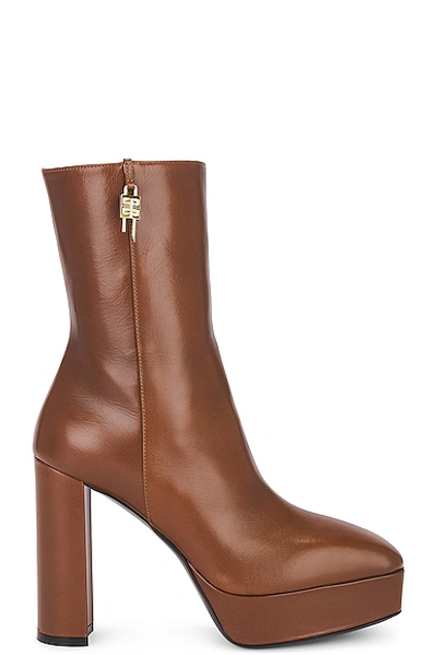 Shop Givenchy G Lock Platform Ankle Boot In Walnut Brown