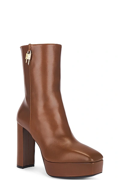 Shop Givenchy G Lock Platform Ankle Boot In Walnut Brown