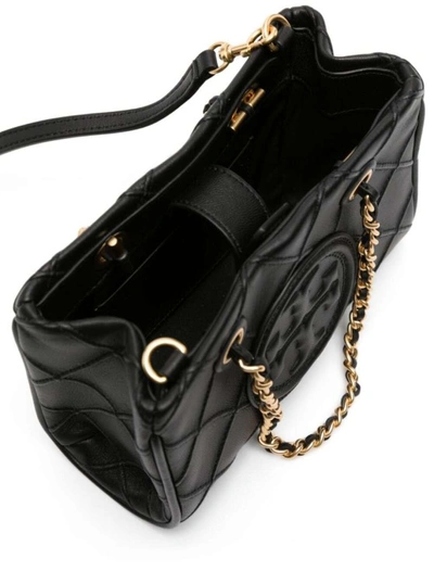Tory Burch Mini Fleming Soft Leather Top Handle Bag In Black