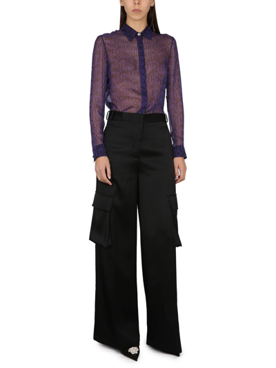 Shop Versace Silk Shirt In Viola
