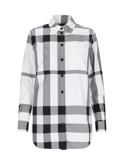 Shop Burberry 'check' Shirt In White