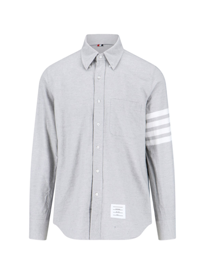 Shop Thom Browne '4-bar' Detail Shirt In Gray