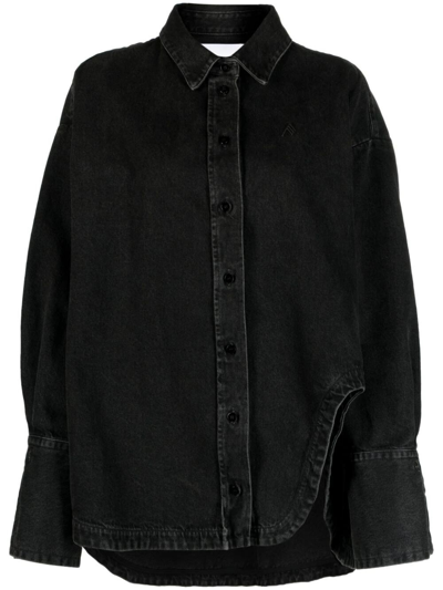 Shop Attico `diana` Denim Shirt In Black  