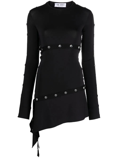 Attico Studded Asymmetric Convertible Dress In Black  