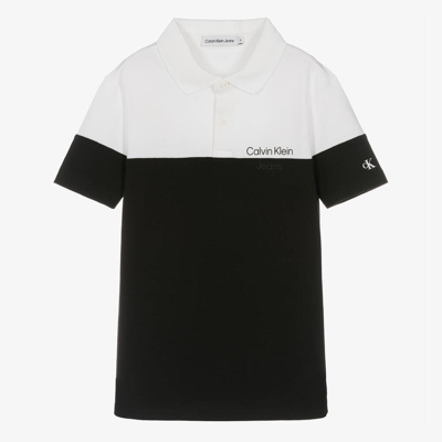 Shop Calvin Klein Teen Boys Black Cotton Polo Shirt