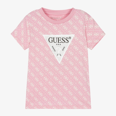 Shop Guess Girls Pink Cotton 4g T-shirt