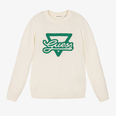 Shop Guess Junior Boys Ivory Cotton & Modal Sweater