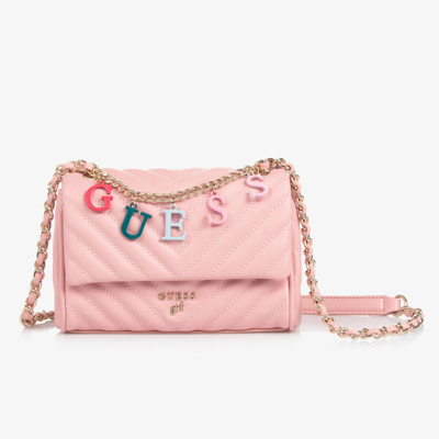 Shop Guess Girls Pink Faux Leather Charm Bag (19cm)