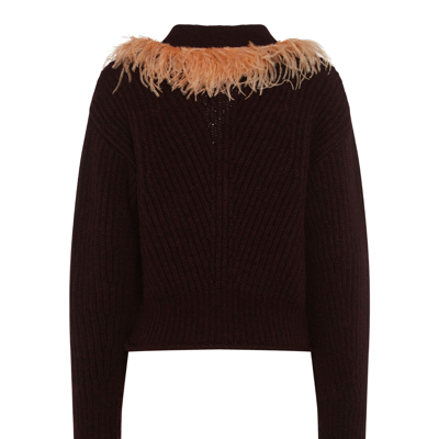 Shop La Doublej High Kick Cardigan In Bordeaux