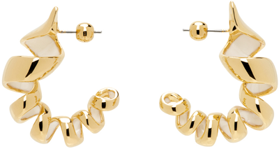 Shop Lanvin Gold Melodie Ribbon Hoop Earrings In M108 Gold/moon