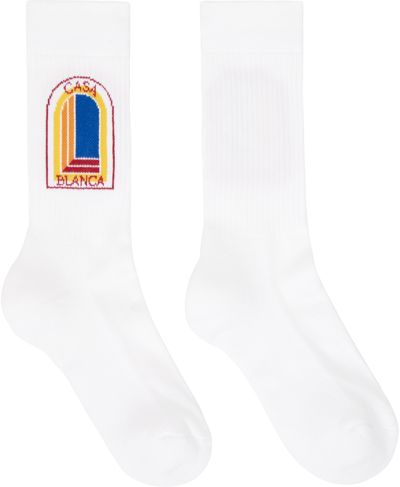 Shop Casablanca White Ribbed Socks In L'arche De Jour