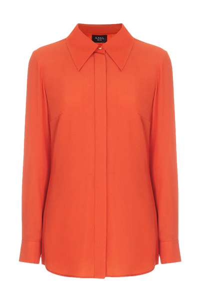 Shop A/m/g Silk Blouse In Orange