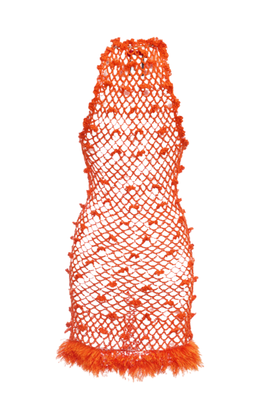 Shop Andreeva Malva Orange Handmade Crochet Dress