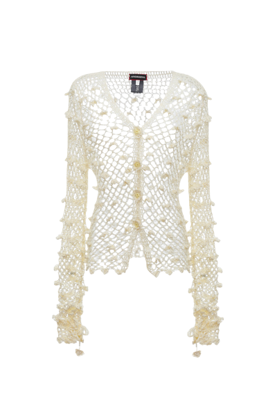 Shop Andreeva White Handmade Crochet Shirt
