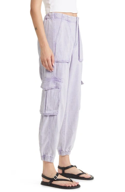 Allsaints Frieda Cargo Denim Joggers In Washed Purple