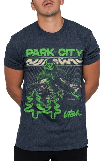 Shop Kid Dangerous Park City Cotton Graphic T-shirt In Navy