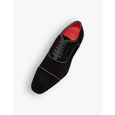 Shop Christian Louboutin Greggyrocks Spike-embellished Velvet Oxford Shoes In Black