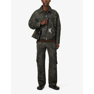 Shop Represent Mens Camo Abstract-pattern Boxy-fit Cotton-canvas Jacket