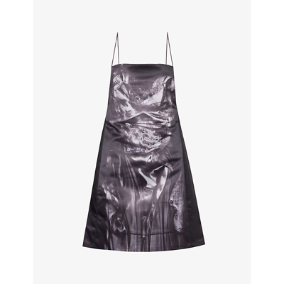 Shop Y/project Women's Black Trompe-l'œil Square-neck Satin Mini Dress