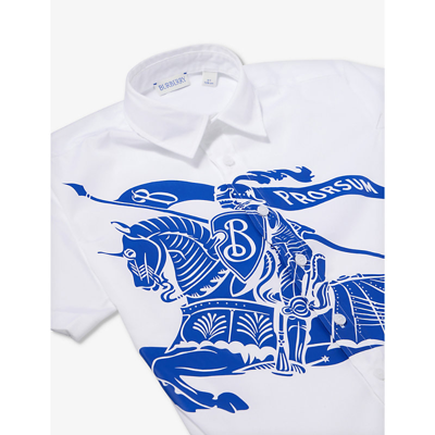 Shop Burberry Boys White Kids Devon Logo-print Cotton Shirt 4-14 Years