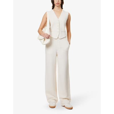 Guest In Residence Womens Cream Straight-leg Mid-rise Cashmere-blend Trousers In Cream