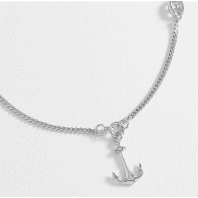Shop Estella Bartlett Rhodium Plated Anchor Pendant Necklace